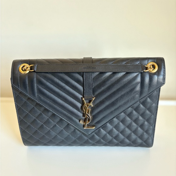 Saint Laurent Envelope Triquilt Large YSL Shoulder Bag in Grained Leather - Picture 5 of 13